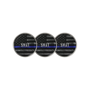 Distressed SWAT Police Flag Golf Ball Marker