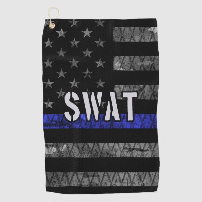Distressed SWAT Police Flag Golf Towel (Front)