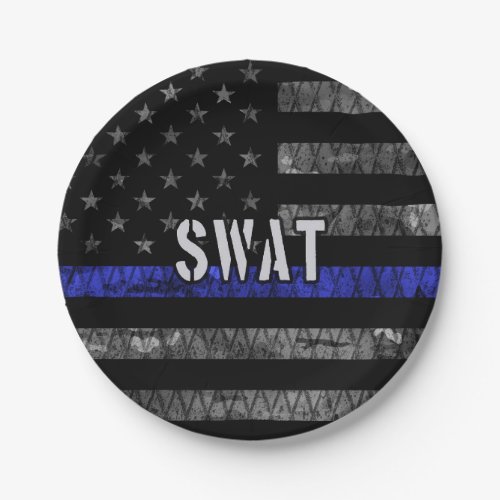 Distressed SWAT Police Flag Paper Plates