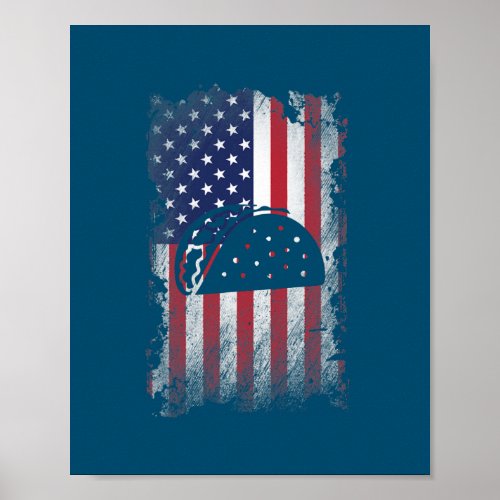 Distressed Taco American Flag Vintage USA Poster