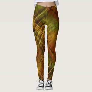 Distressed Tartan Check Brown Green Mix Leggings