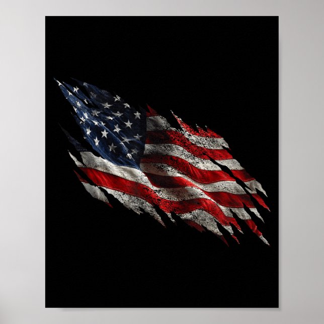 Distressed tattered american flag  poster (Front)