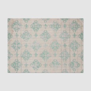 Distressed Teal Damask Tissue Paper