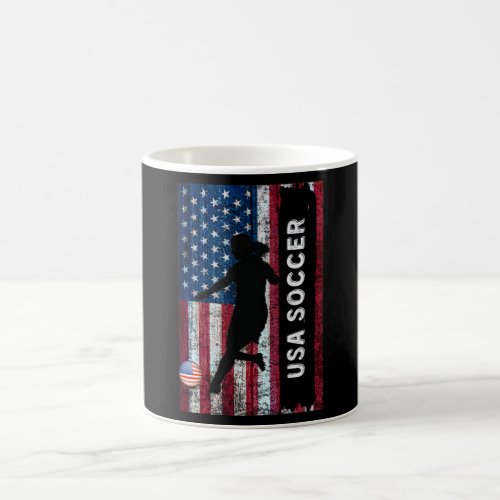 Distressed Team USA Soccer with American Flag Coffee Mug
