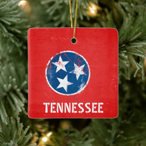 Distressed Tennessee Flag   Ceramic Ornament