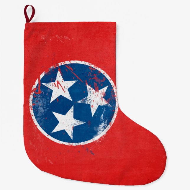 Distressed Tennessee Flag Large Christmas Stocking (Front)