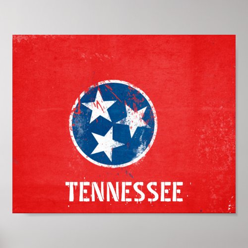 Distressed Tennessee Flag Poster