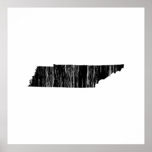 Distressed Tennessee State Outline Poster