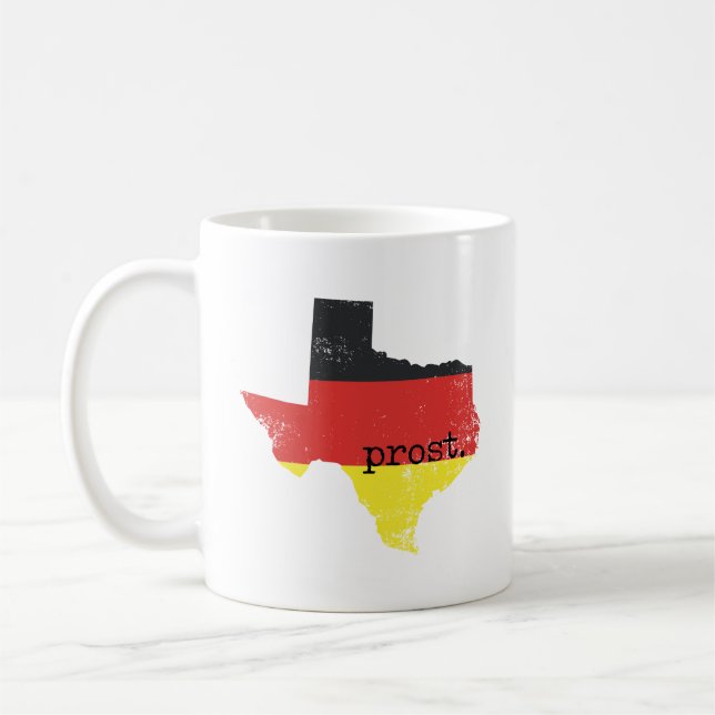Distressed Texas German Flag Prost Coffee Mug (Left)
