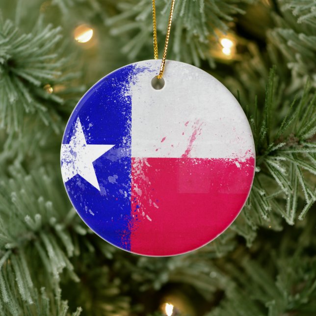 Distressed Texas State Flag Ceramic Ornament (Tree)