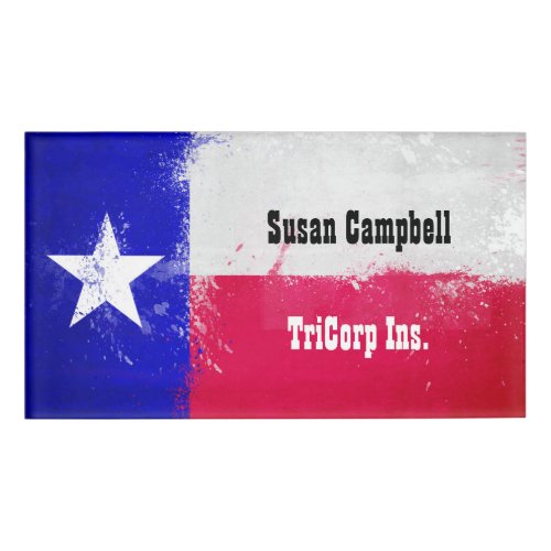 Distressed Texas State Flag Name Tag