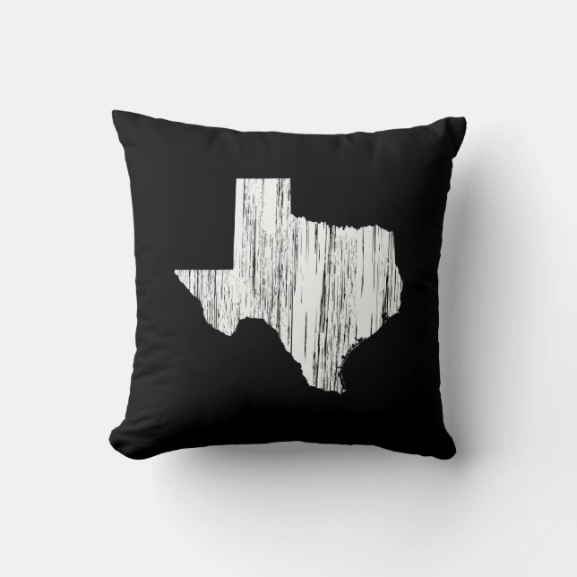 Distressed Texas State Outline Throw Pillow (Front)
