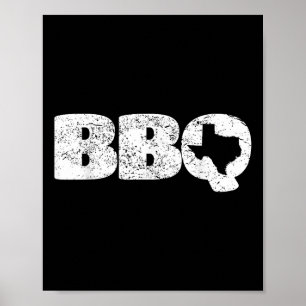 Distressed Texas Tx Map Bbq Outfit Barbecue Simple Poster