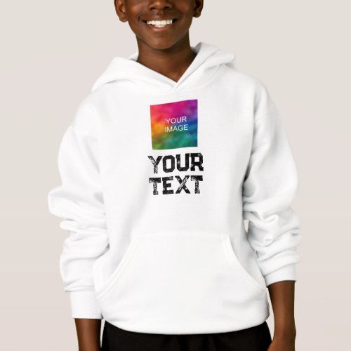 Distressed Text Add Image Here Template Kids Boys Hoodie