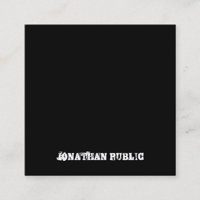 Distressed Text Black And White B&W Template Square Business Card (Front)