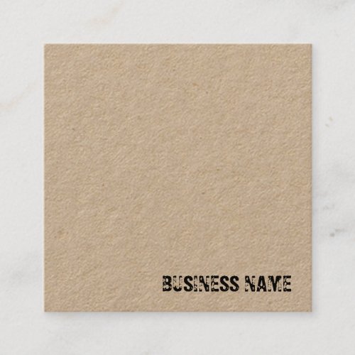 Distressed Text Elegant Real Kraft Paper Template Square Business Card