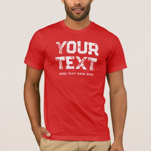 Distressed Text Mens Modern Elegant Red Used Look T_Shirt