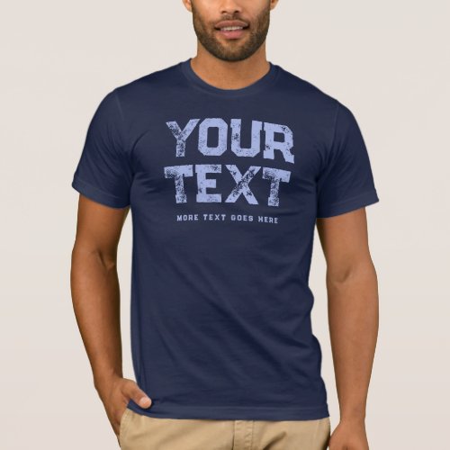 Distressed Text Mens Modern Navy Blue Used Look T_Shirt