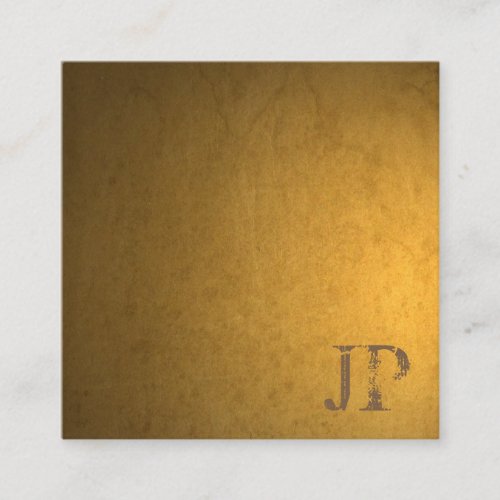 Distressed Text Monogram Used Kraft Paper Look Square Business Card