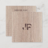 Distressed Text Monogram Wood Look Elegant Square Business Card (Front/Back)