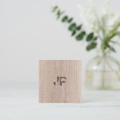 Distressed Text Monogram Wood Look Elegant Square Business Card (Standing Front)