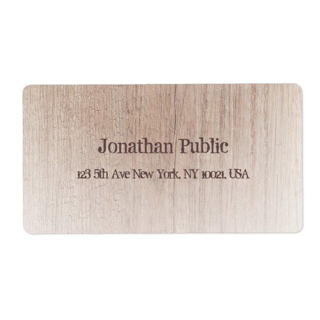 Distressed Text Template Wood Board Look Shipping Label (Front)