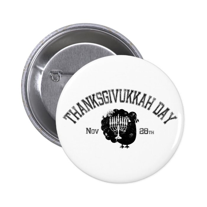Distressed Thanksgivukkah Day Turkey Menorah Pinback Button