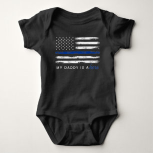 Distressed Thin Blue Line Police Hero Baby Baby Bodysuit