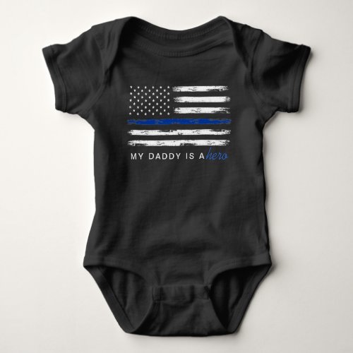 Distressed Thin Blue Line Police Hero Baby Baby Bodysuit