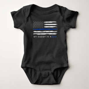 Distressed Thin Blue Line Police Hero Baby Bodysuit