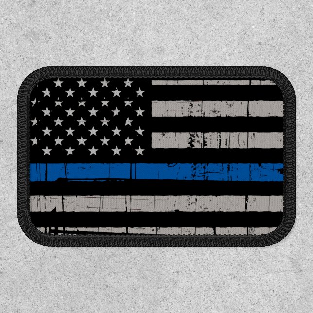 Distressed Thin Blue Line Police Patch (Front)