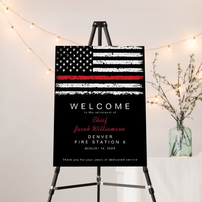 Distressed Thin Red Line American Flag Welcome Foam Board (In Situ (Stand))