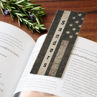 Distressed Thin White Line American Flag Bookmark