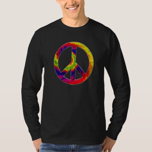 Distressed Tie Dye Peace Sign Hippie Freedom Equal T_Shirt