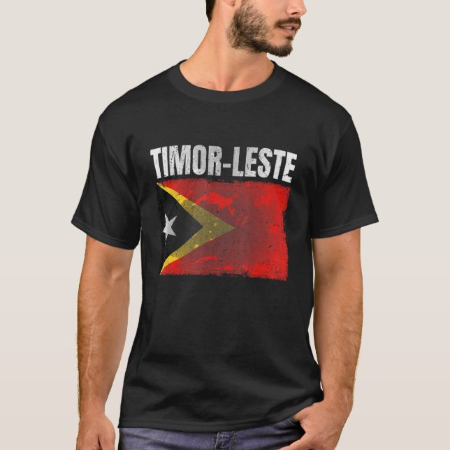 Distressed Timor Leste Flag Graphic For Men Women  T-Shirt (Front)
