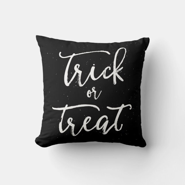 Distressed Trick Or Treat Halloween Throw Pillow (Front)