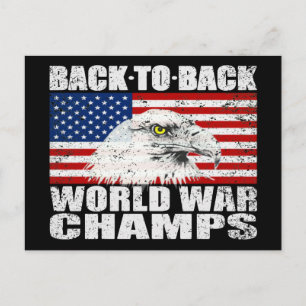 Distressed U.S. Flag & Eagle World War Champs Postcard