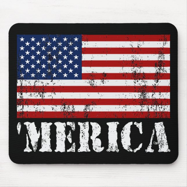Distressed U.S. Flag 'MERICA Mouse Pad (Front)