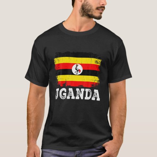 Distressed Uganda Flag Men Women Kid Patriotic T_Shirt