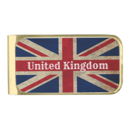 Distressed UK Flag Gold Finish Money Clip