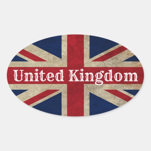 Distressed UK Flag Oval Sticker