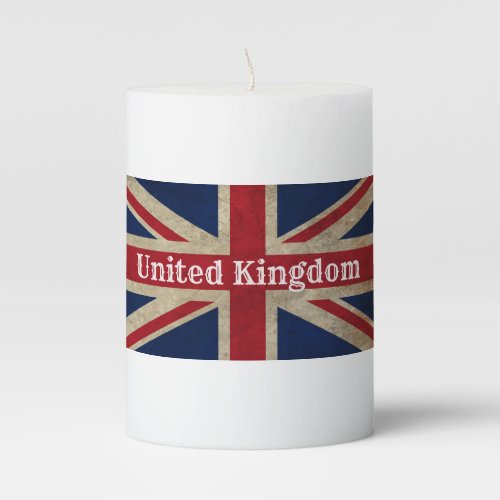 Distressed UK Flag Pillar Candle