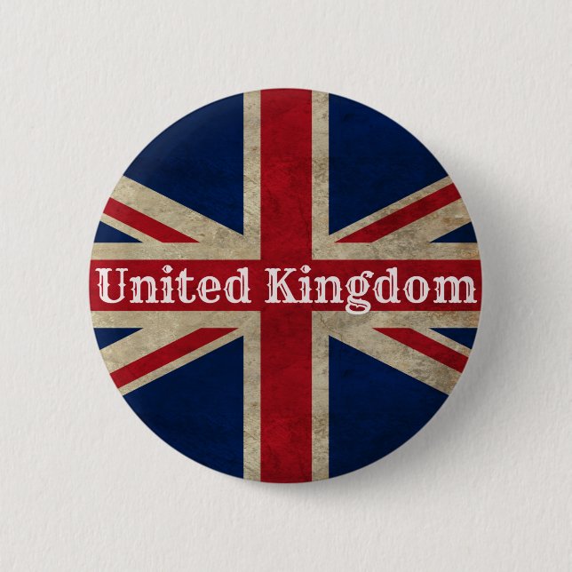 Distressed UK Flag Pinback Button (Front)