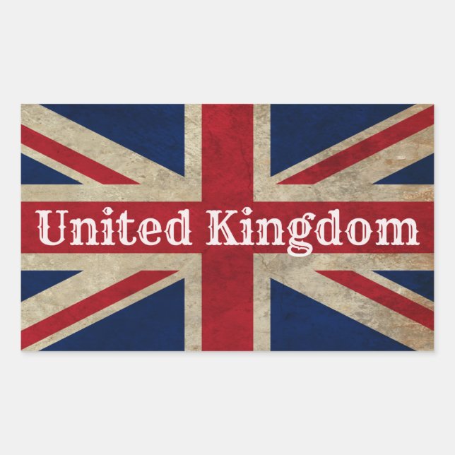 Distressed UK Flag Rectangular Sticker (Front)