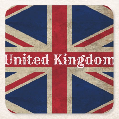 Distressed UK Flag Square Paper Coaster