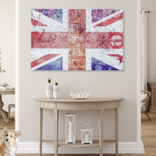 Distressed UK Union Jack Flag Collage Faux Canvas Print (Creator Uploaded)