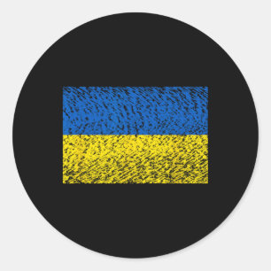 Distressed Ukraine Flag Blue Yellow Patriotic Supp Classic Round Sticker
