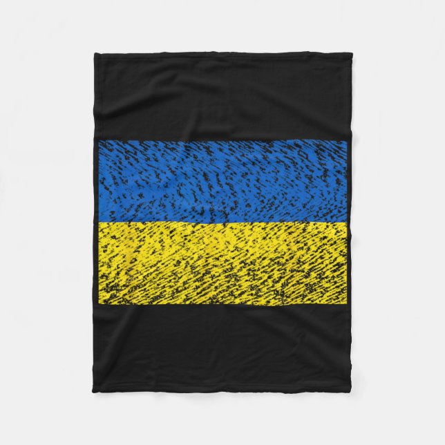 Distressed Ukraine Flag Blue Yellow Patriotic Supp Fleece Blanket (Front)