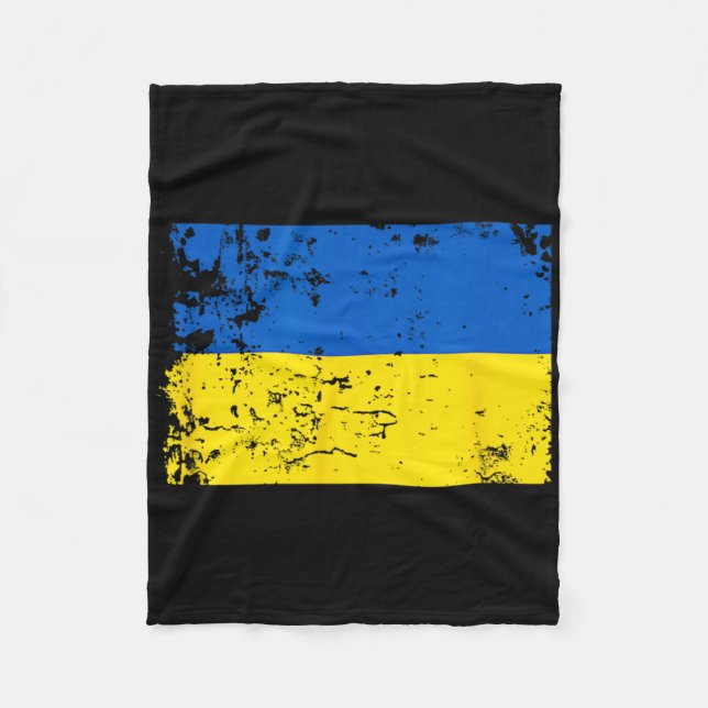 Distressed Ukraine Flag Blue Yellow Patriotic Supp Fleece Blanket (Front)