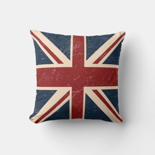 Distressed Union Jack British Flag Throw Pillow